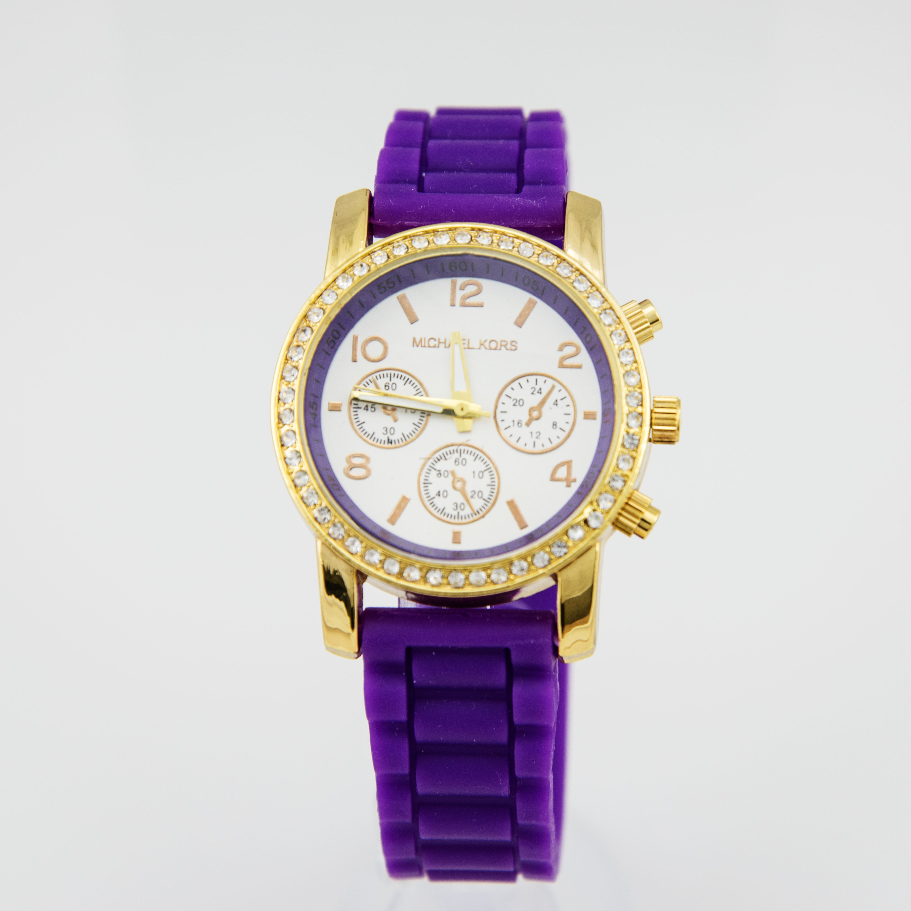 часы Michael Kors на силиконовом ремешке фиолетовые