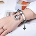 Часы женские Geneva на белом кожаном браслете в стиле Пандора