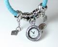Часы Pandora на голубом кожаном браслете в стиле Пандора